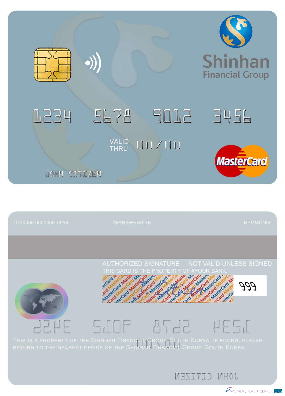 Download South Korea Shinhan Financial Group mastercard Photoshop template